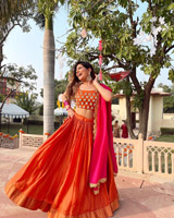 Coral Lehenga Cape Set